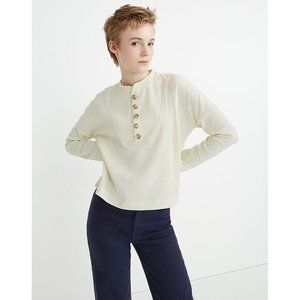 Madewell Texture & Thread Seamed Henley Sweater Top in Cream - Sz M